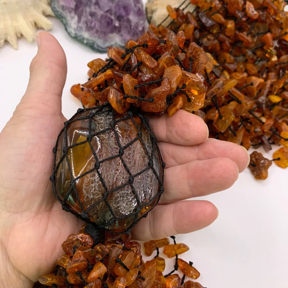 Huge Statement 20 Strand AMBER Chip & Stone Necklace Estate Jewelry J846 - Picture 7 of 9